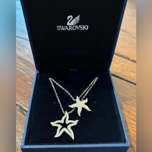 Authentic Swarovski Double Starfish silver necklace